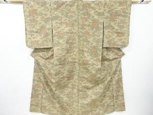 流水に草花模様織り出し西陣お召着物